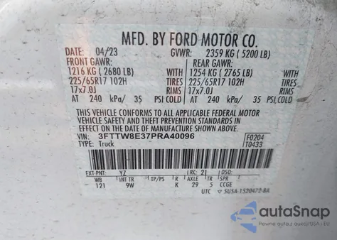 2023 Ford Maverick Xl from USA, damaged, VIN 3FTTW8E37PRA40096